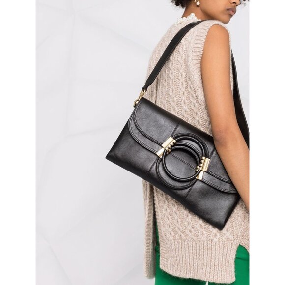 See by Chloé Eleonora Foldover Leather Shoulder Bag Chloe Clutch Handbag Purse - Picture 1 of 9